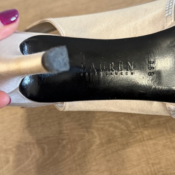 Lauren Ralph Lauren Silver Rhinestone Stilettos Slingback Women 8.5 Shoe Read - Picture 11 of 16